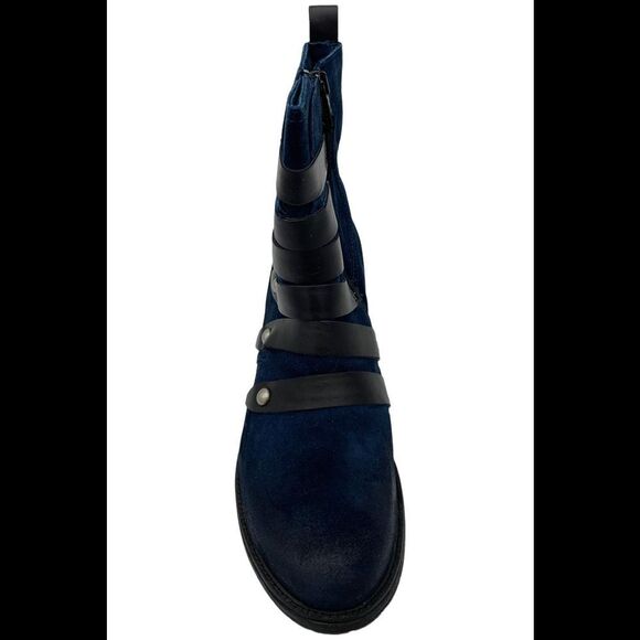 Miz Mooz Women's Nancie Leather Strapped Ankle Boots Sapphire - Medium - Picture 2 of 3